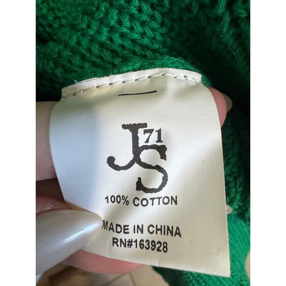 JS71 Colorblock Striped Sweater Knitted Crewneck Navy Blue Green Size M / L - Picture 8 of 10